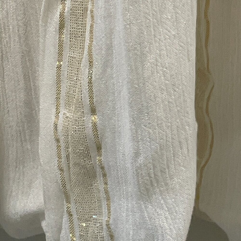 BOHERA Juleebee Flutter Sleeve V-Neck Shell Embellished White/Gold/Silver XL - Picture 7 of 13
